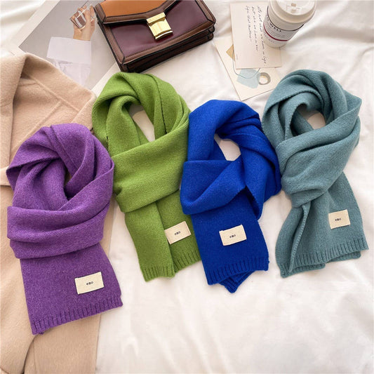 Solid Knit Scarf - Candy Color Wrap for Students_CWASC0975