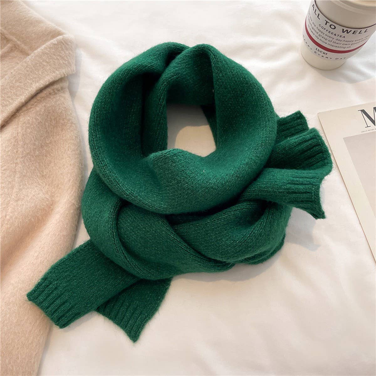 Solid Knit Scarf - Candy Color Wrap for Students_CWASC0975