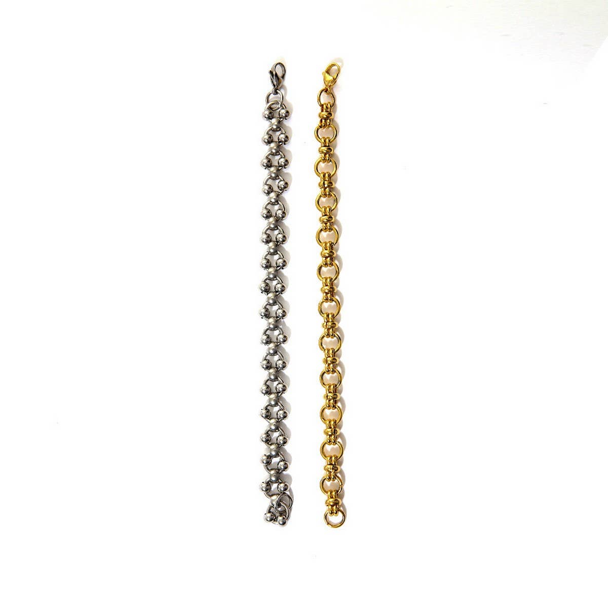 Bold Stainless Steel Linked Bead Circle Bracelet_CWAJE4602