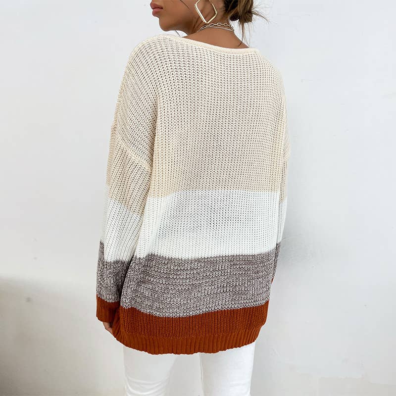 Base pullover sweater in contrasting colors