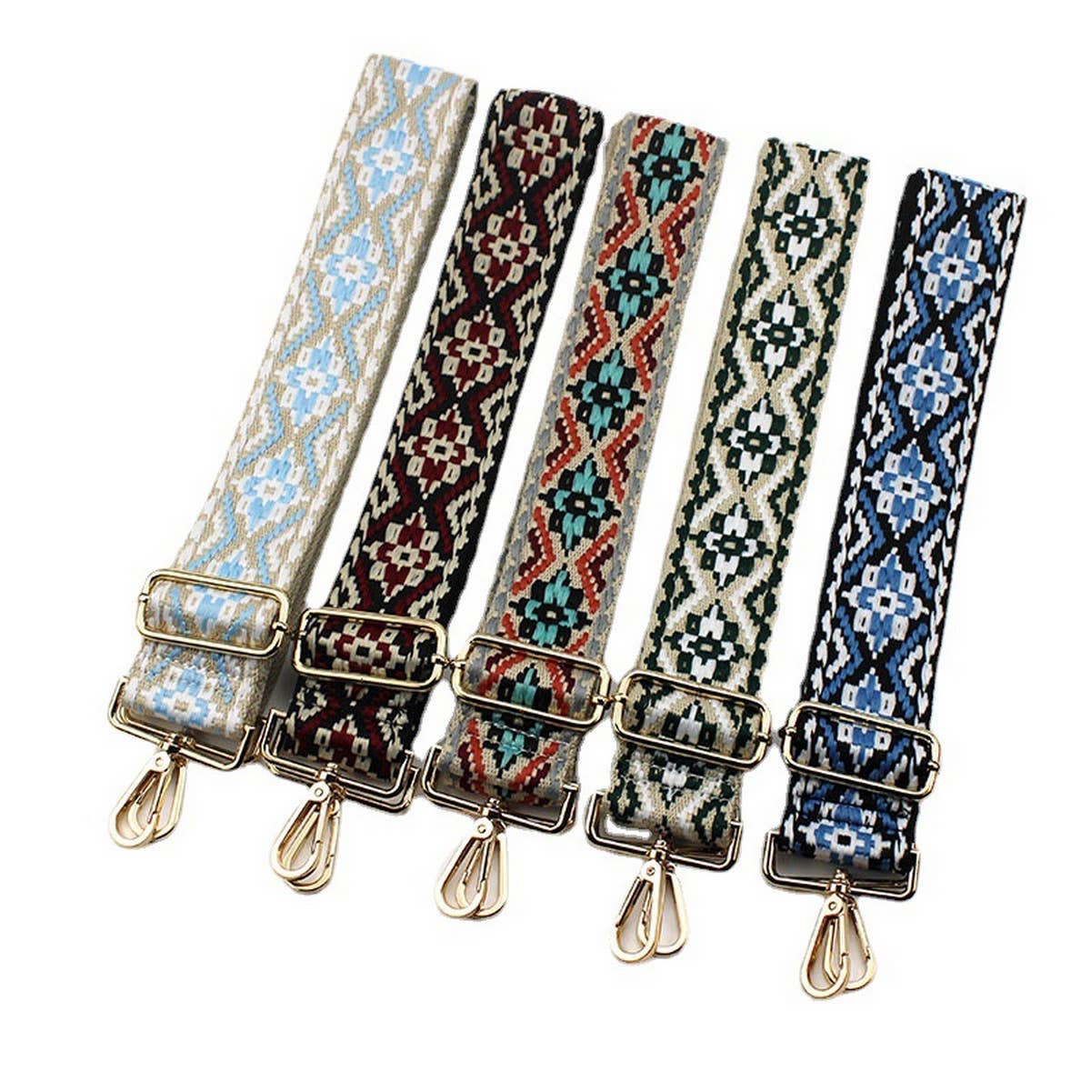 GEOMETRIC EMBROIDERY ADJUSTABLE BAG STRAP