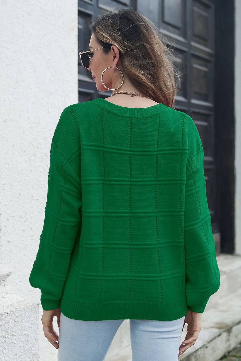 CWOSWL1799_Crew Neck Long Sleeve Pullover Sweater