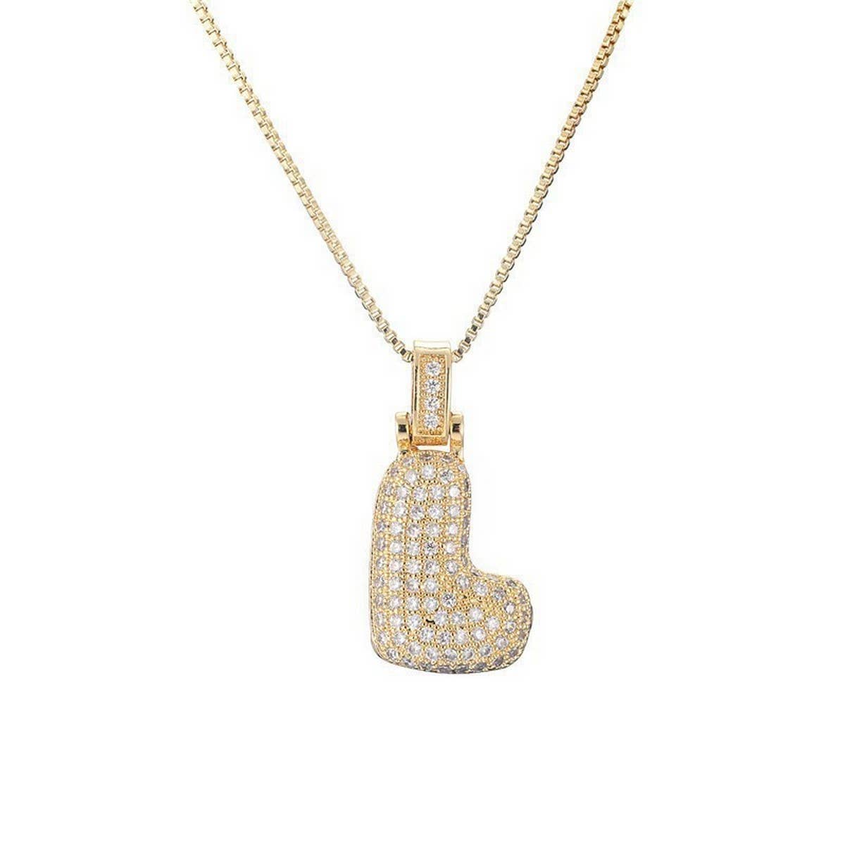 Copper Zirconia 26 Letters Pendant Necklace
