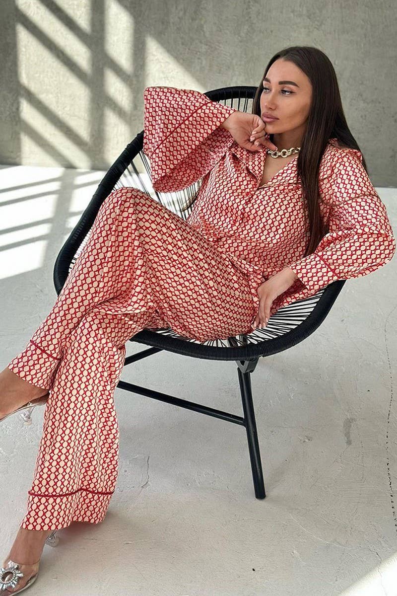 CWSPJ0411_PRINTED LOOSE-FITTING TWO-PIECE PAJAMA SET