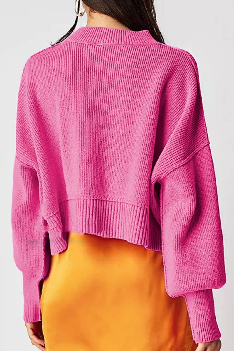 CWOSWL6722_FASHION CREW-NECK LONG-SLEEVED LOOSE SWEATER