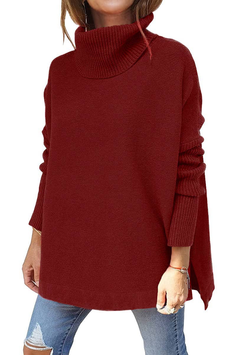 Bat sleeves and a cinched waist pullover sweater