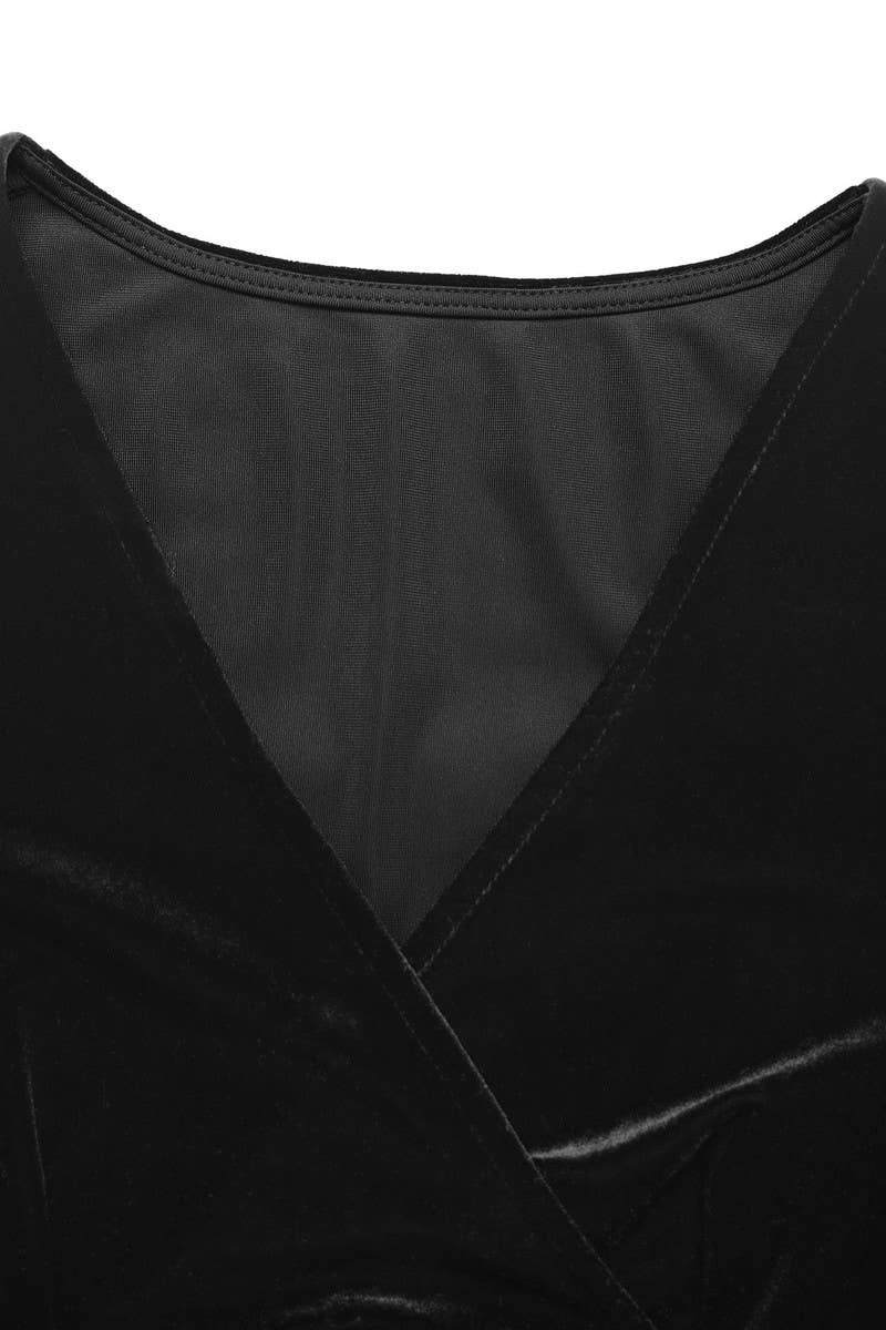 CWDMD01060_SEXY V NECK CROSS WRAP BODYCON MIDI PARTY DRESS