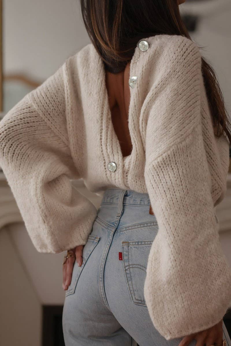 CWOCAL00712_LOOSE SOLID BUTTON-UP KNIT CARDIGAN