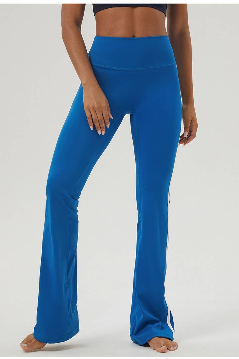 CWBLP1232_CONTRAST STRIPE SPORTS DANCE YOGA FLARED PANTS
