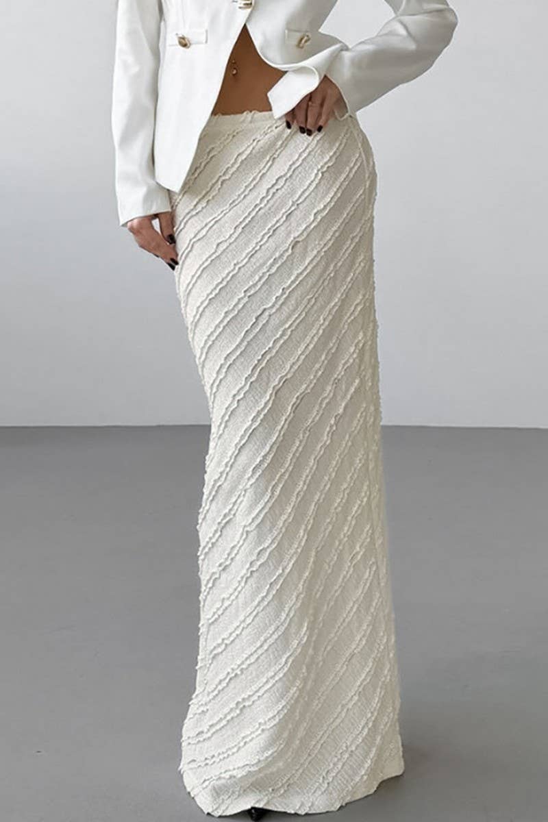 CWBLS0368_HIGH WAIST LACE TRIM SLIM MAXI SKIRT