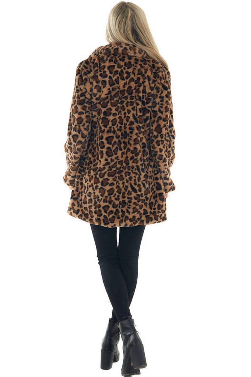CWOCO00205_CASUAL LOOSE LEOPARD FAUX FUR COAT
