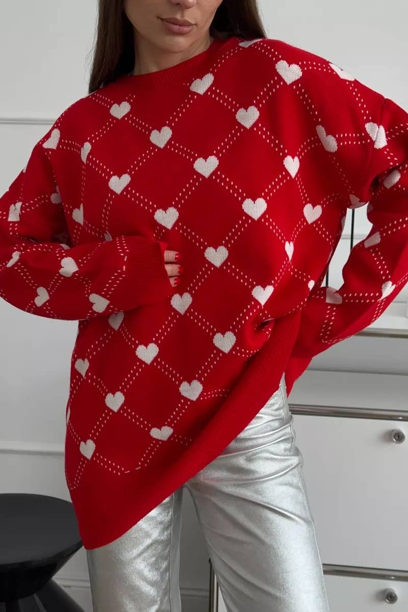 CWOSWL3721_AUTUMN WINTER LOVE CREWNECK LONG-SLEEVED SWEATER