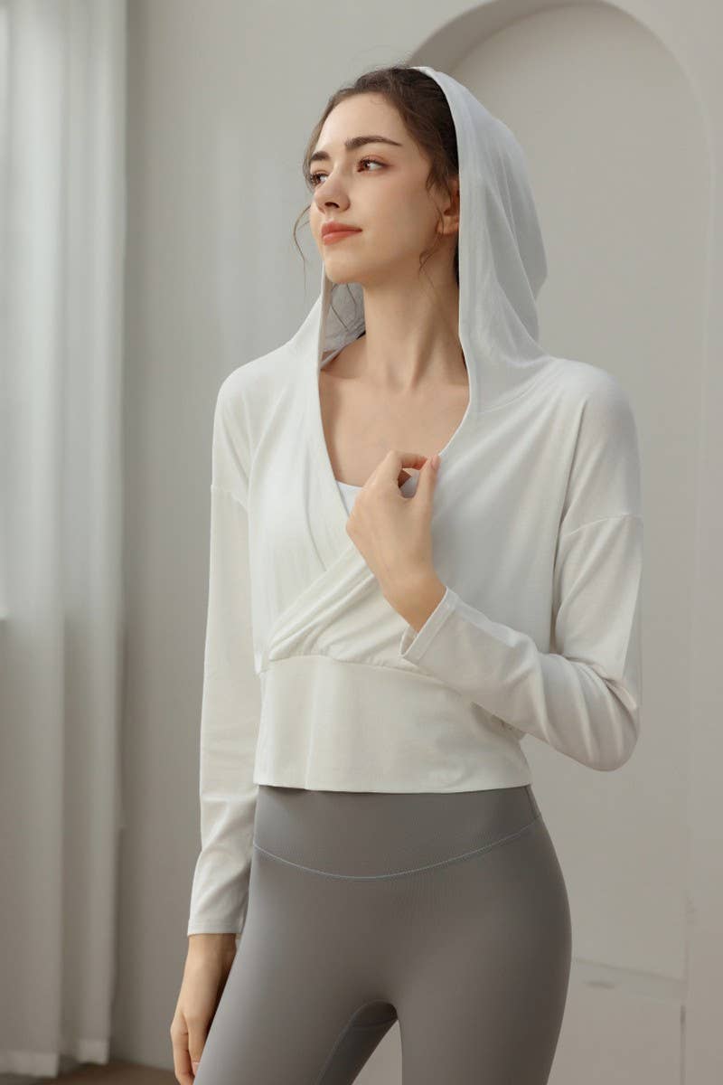 CWTBLL3629_NEW STYLE SPORTS LOOSE YOGA JACKET HOODED TOP