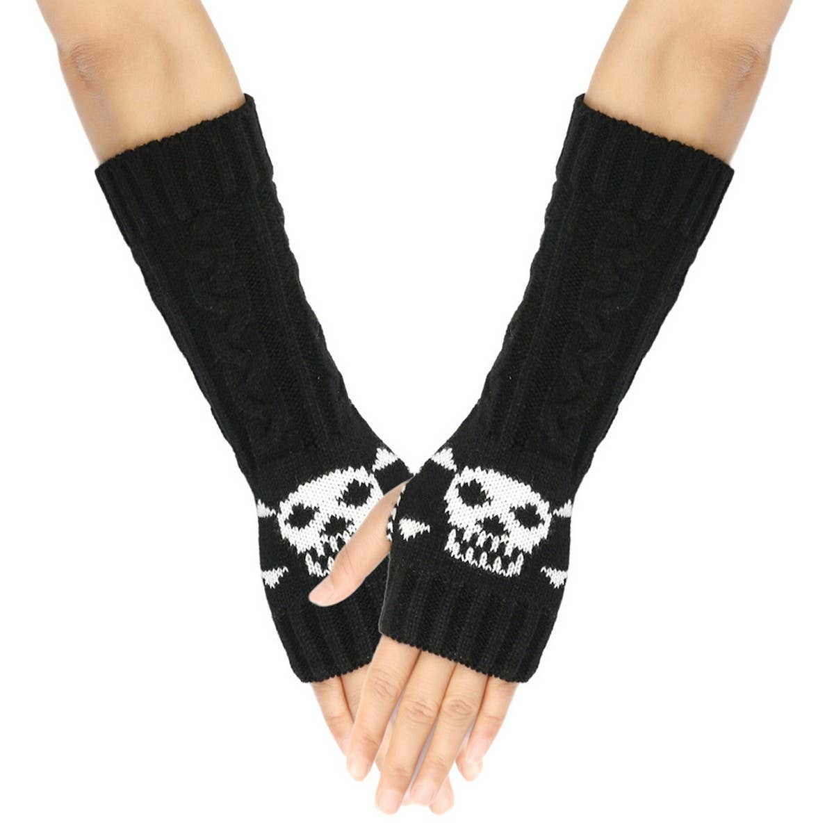 CWMM10078_KNIT FINGERLESS GLOVES LONG ARM WARMERS