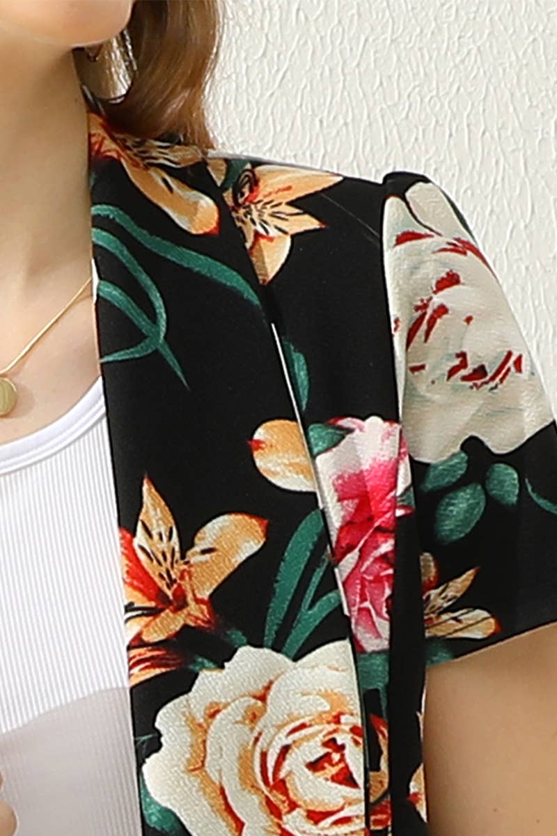 CWOBL095-P_Short Sleeve Open Front Draped Ruffles Blouses