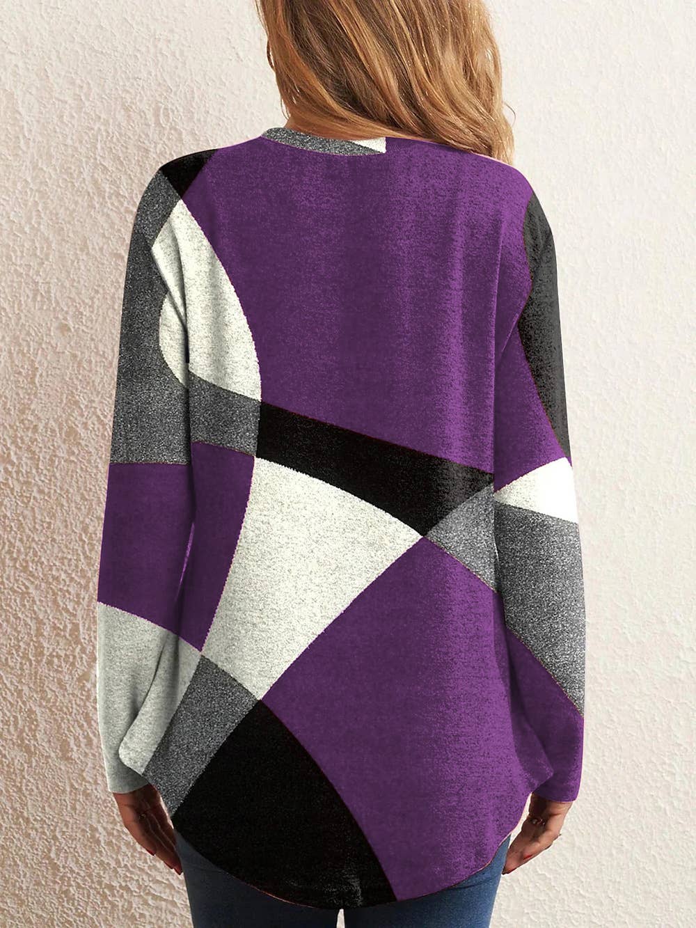 COMFORTABLE GEOMETRIC DESIGN COLOR CONTRAST SHIRT