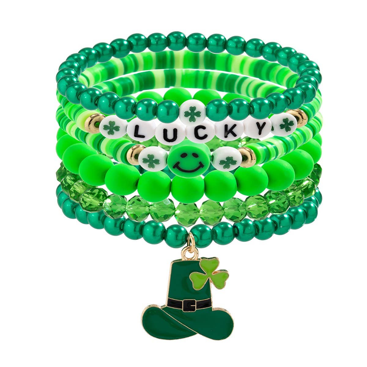 MULTI-LEAF CLOVER LETTER SIMPLE BEADED BRACELET