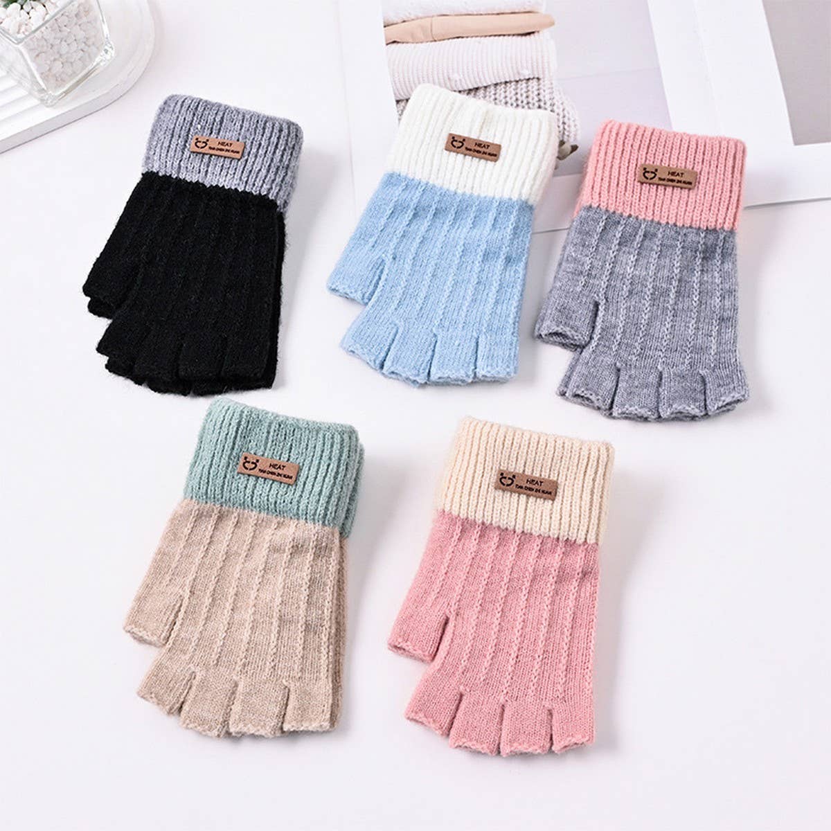 CWAG0277_HALF FINGER THICKENED KNITTED WARM GLOVES