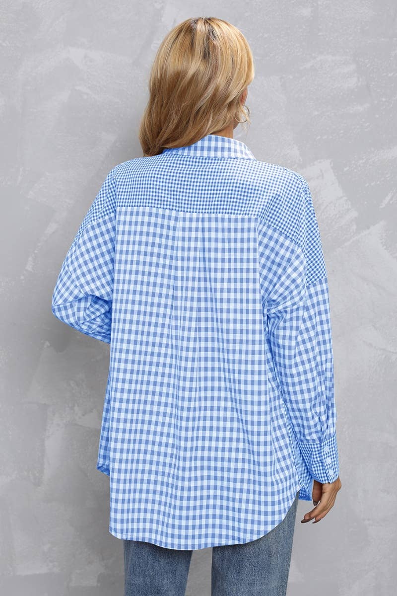 CWTSTL2078_COLOR-MATCHING PLAID LONG-SLEEVED SHIRT