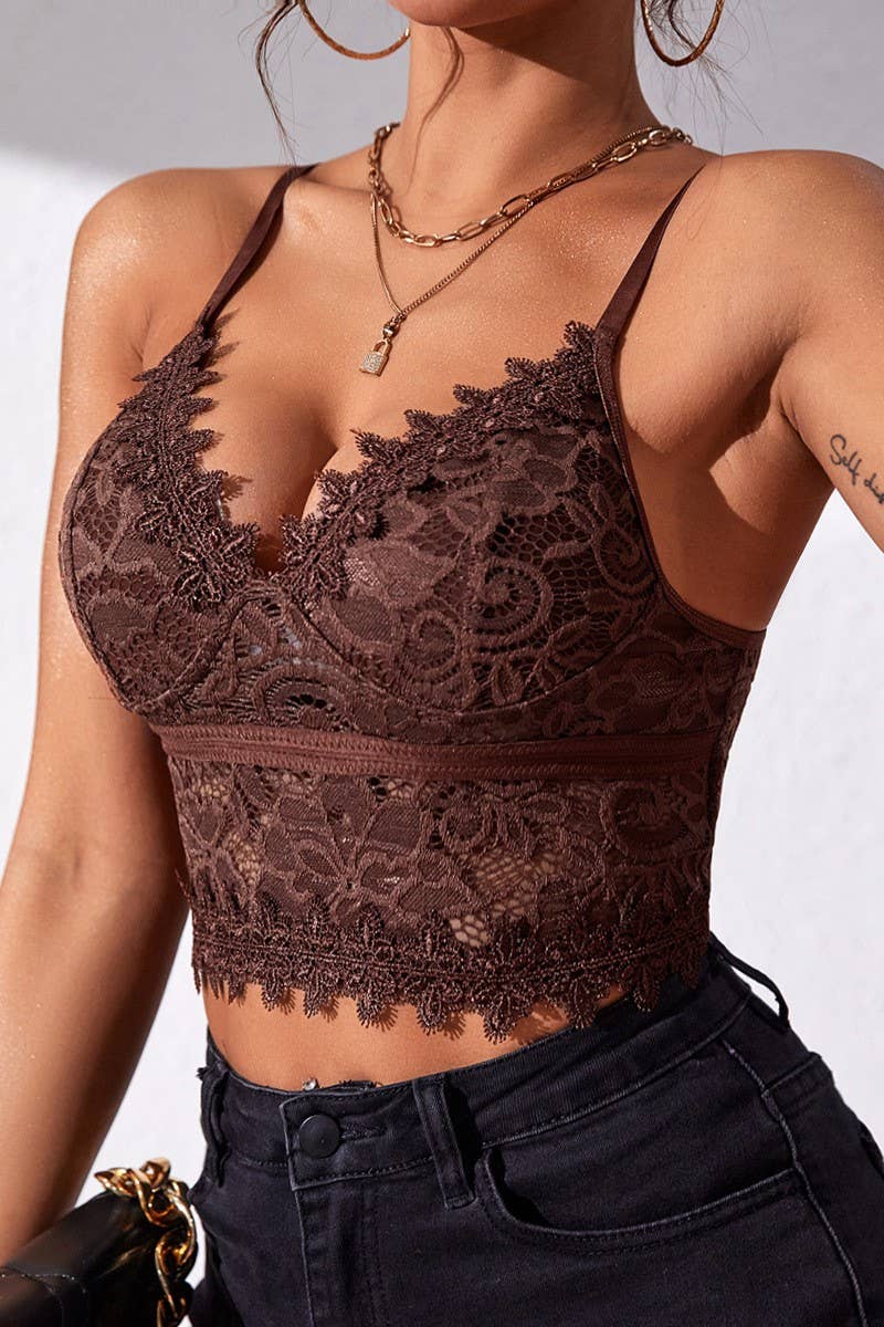 CWTTK0400_DEEP V-NECK  LACE SEXY TANK TOP