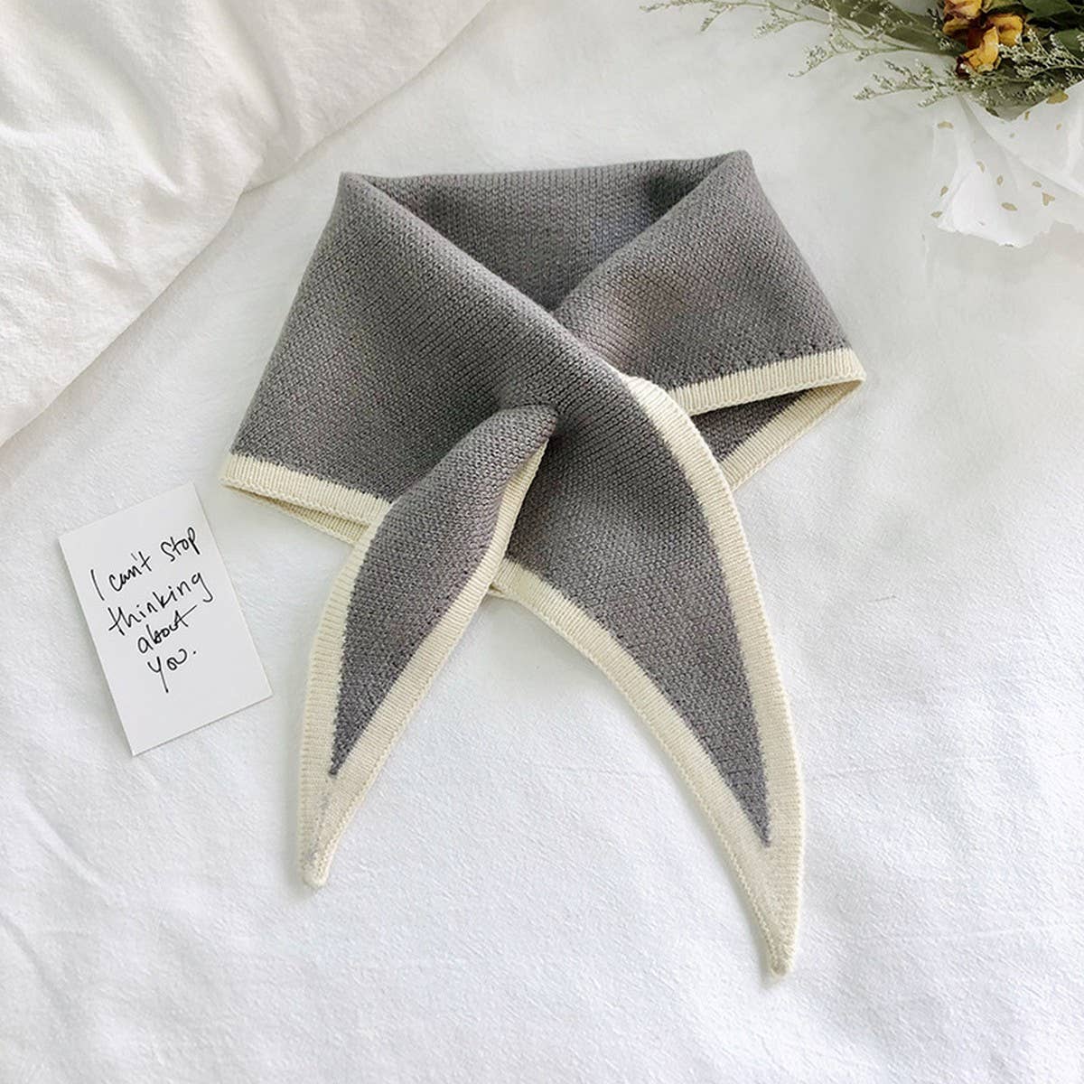 Knit Triangle Scarf for Women’s Winter Neck Wrap