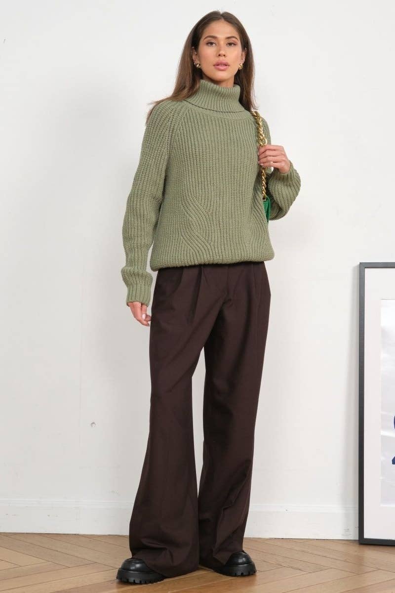 CWOSWL6642_KNIT SWEATER WITH THICK TURTLENECK LONG SLEEVES