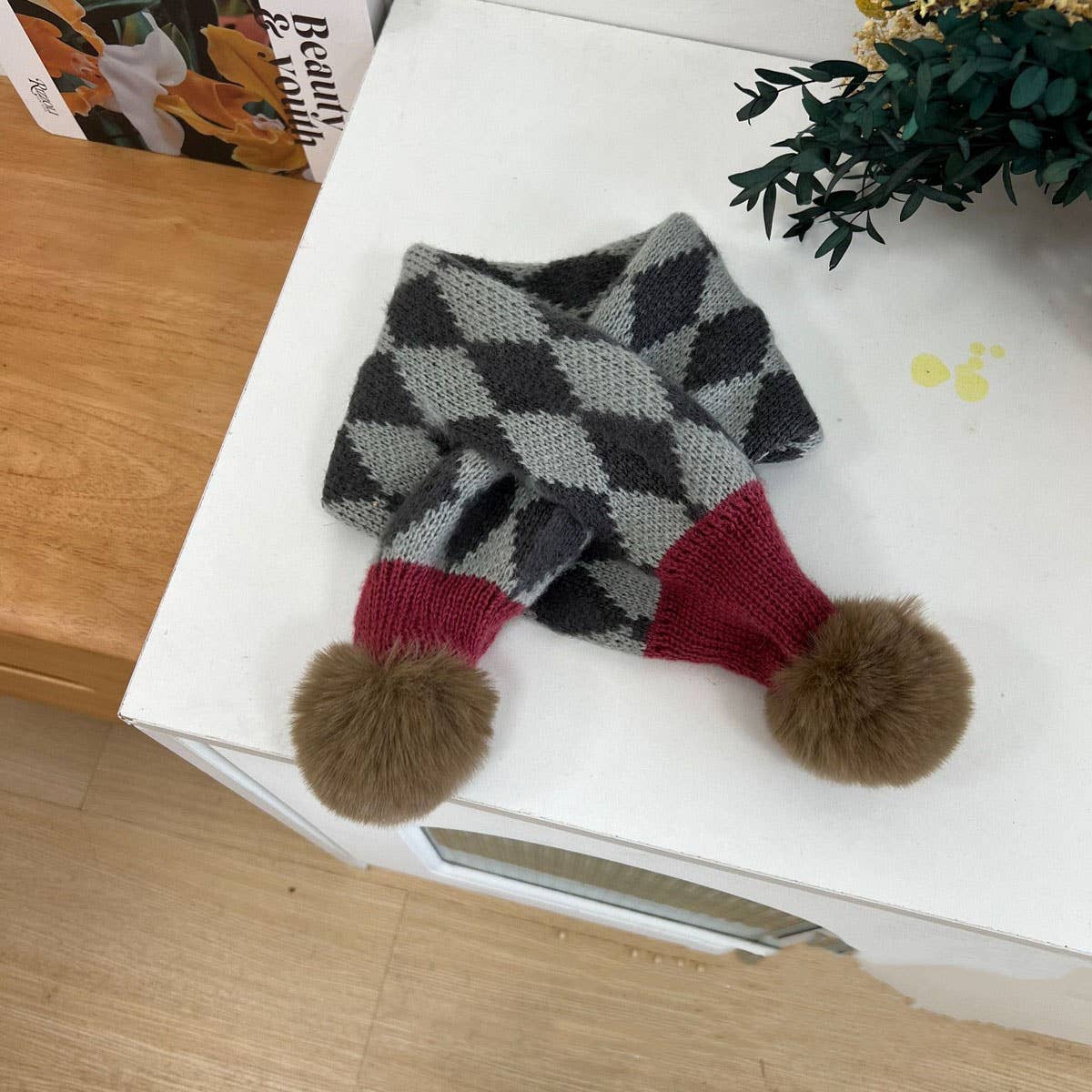 Knit Scarf,Cozy Winter Cross Neck Warmer for Kids