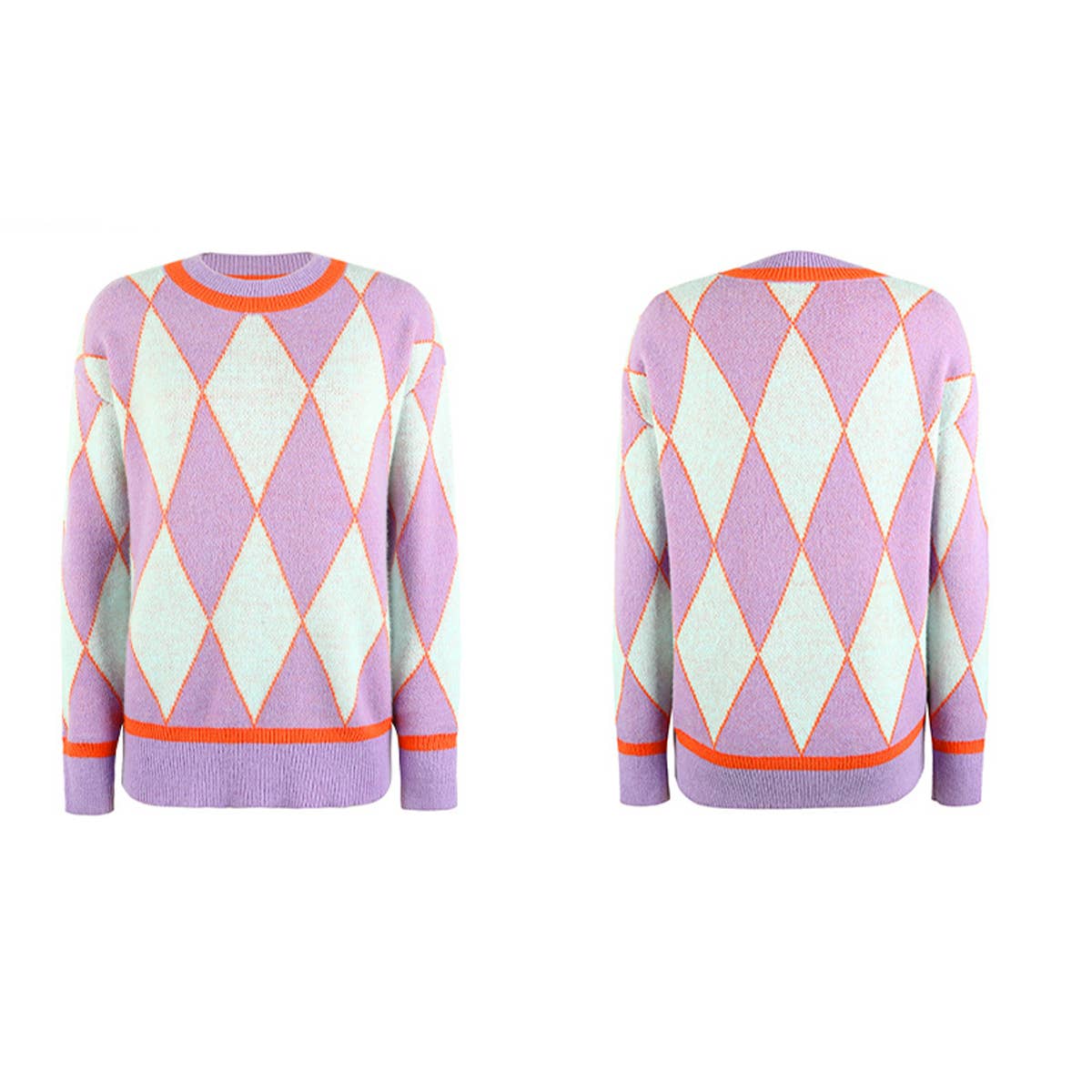 CONTRASTING LOZENGE TURTLENECK FASHION SWEATER