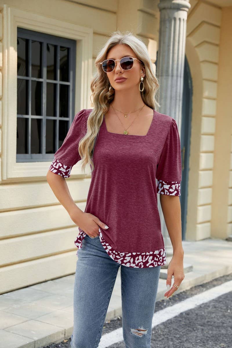 CWTTS0762_Sweetheart Neck Shirt Sleeve Top