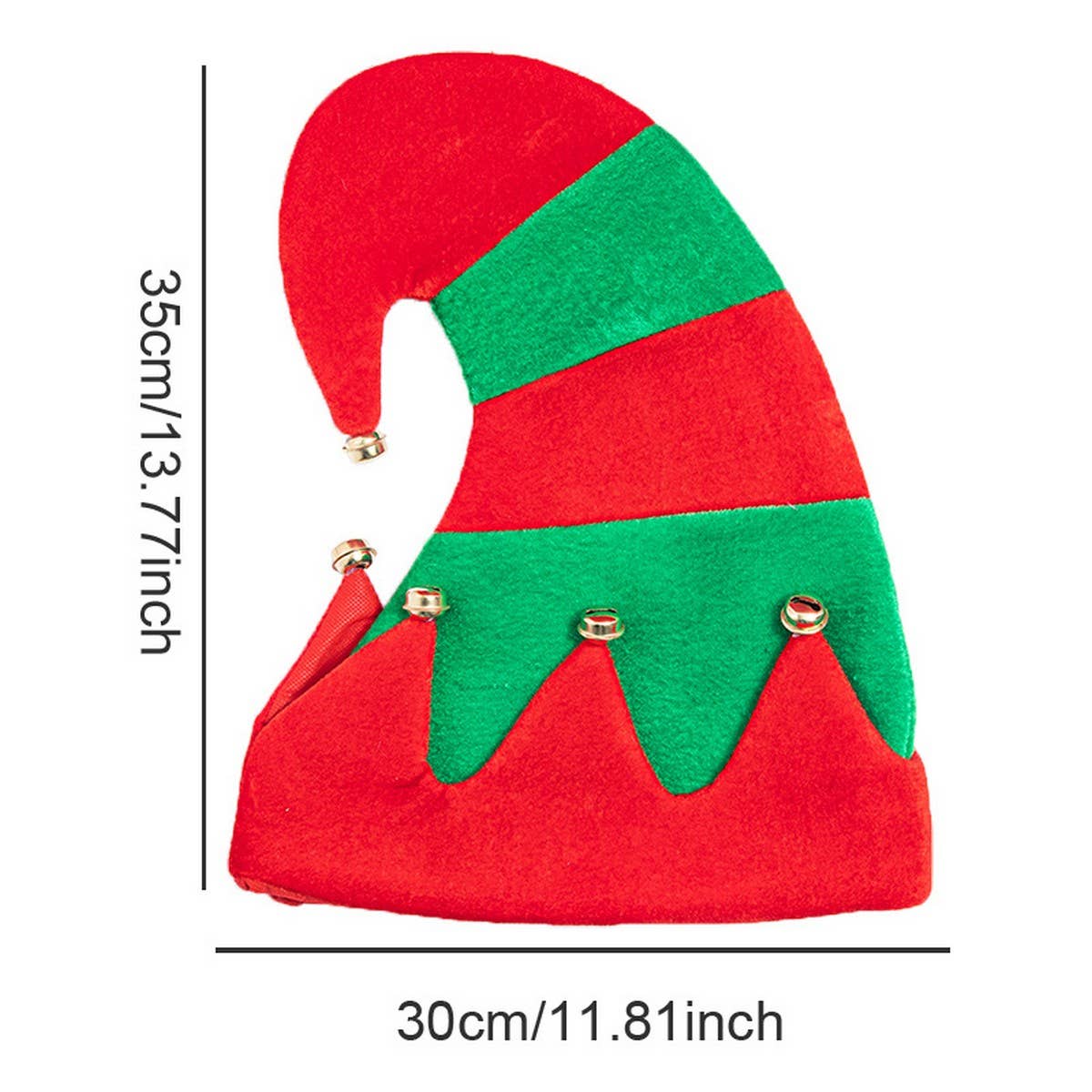CWAH04585_ELF SANTA HAT WITH BELLS FOR CHRISTMAS PARTY DECOR
