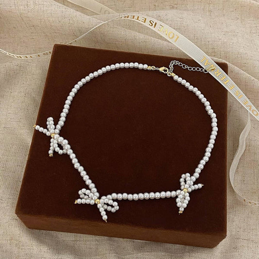BOWKNOT NECKLACE ALL-MATCH HIGH-END PEARL NECKLACE_CWAJE3084