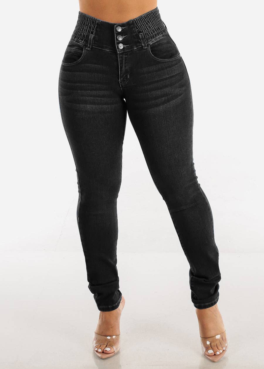 Breasted pencil pants slim wash skinny jeans