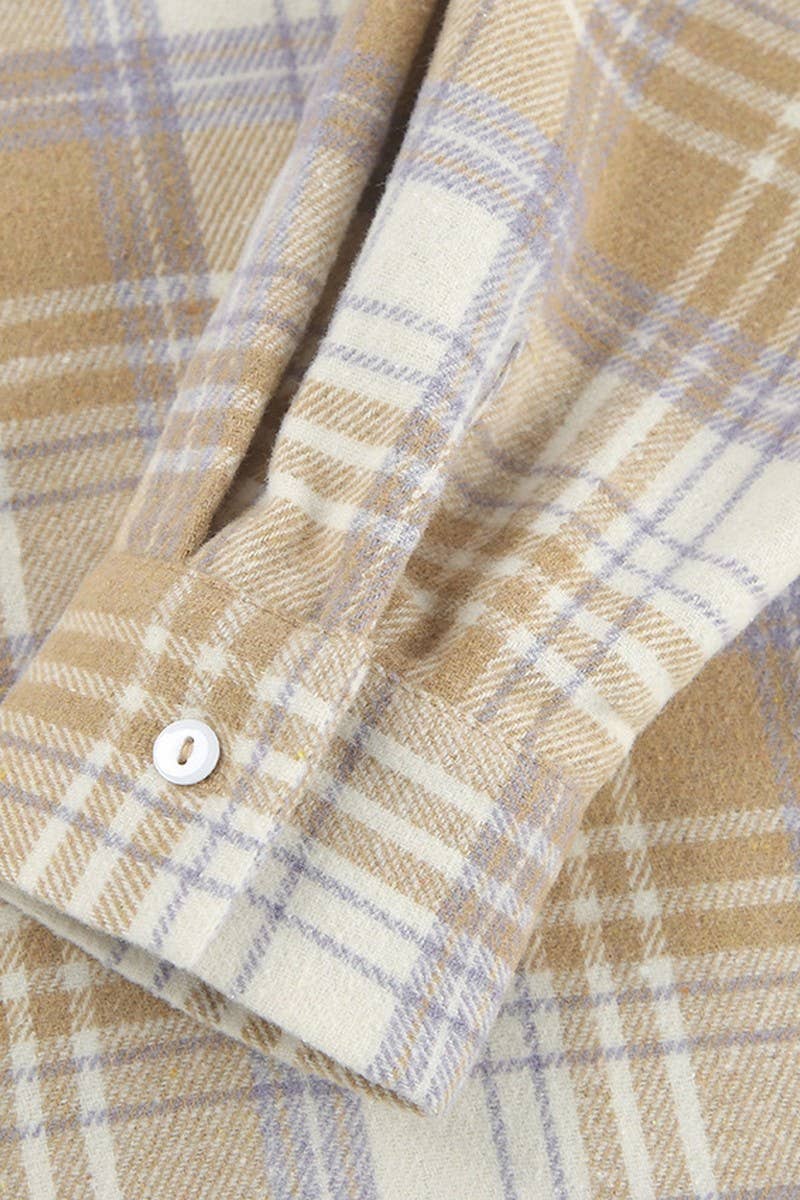 CWTSTL903_CASUAL LOOSE PLAID LONG-SLEEVED SHIRT