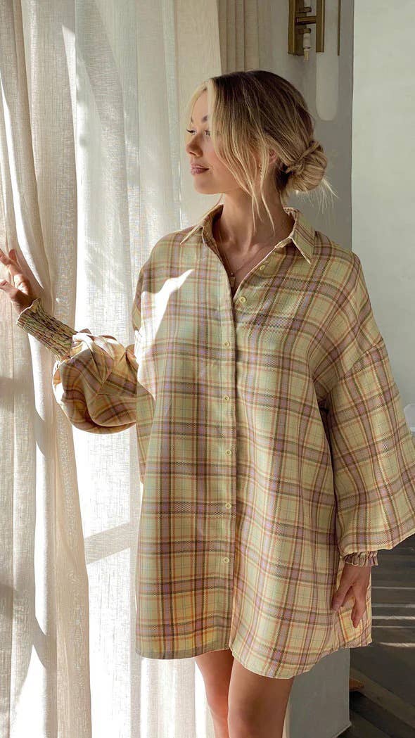 Checkered lantern long-sleeved shirt