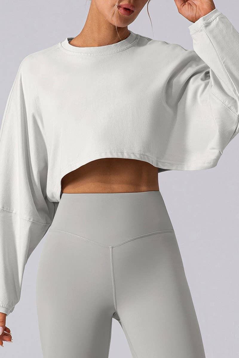 CWTTL2061_SPORTS SHORT ROUND NECK LOOSE SWEATSHIRT T-SHIRT