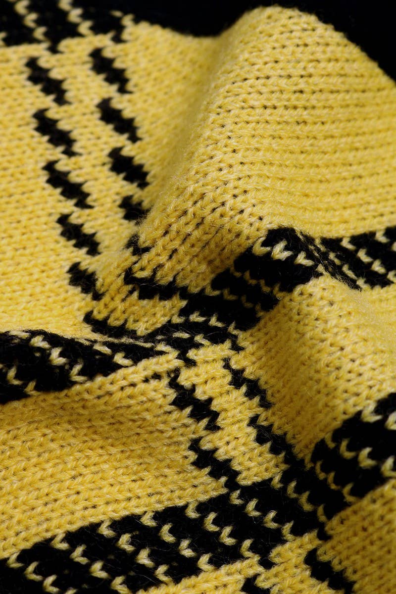 CWOV0781_LOOSE V-NECK PLAID KNIT SWEATER VEST