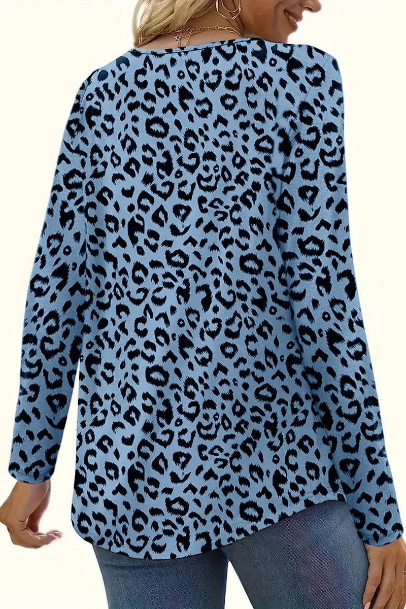 LEOPARD DIGITAL PRINT CASUAL LONG-SLEEVED T-SHIRTCWTBLL2870