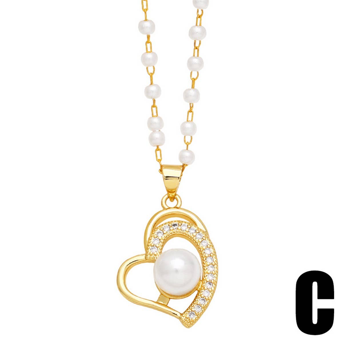 FASHIONABLE DIAMOND INLAID FLOWER PEARL NECKLACE