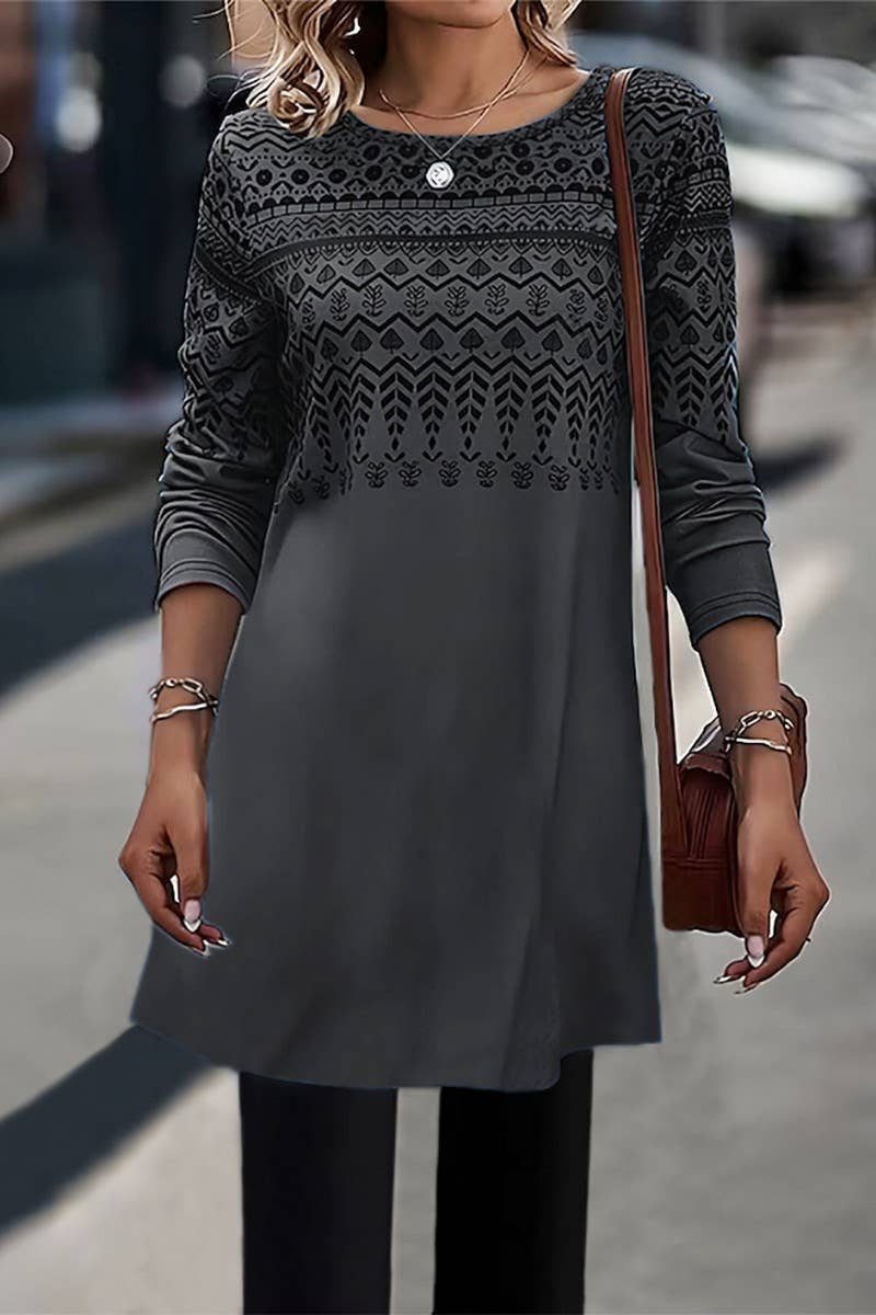 CWOSWL07564_BRUSHED LONG-SLEEVED PRINTED KNITTED PULLOVER