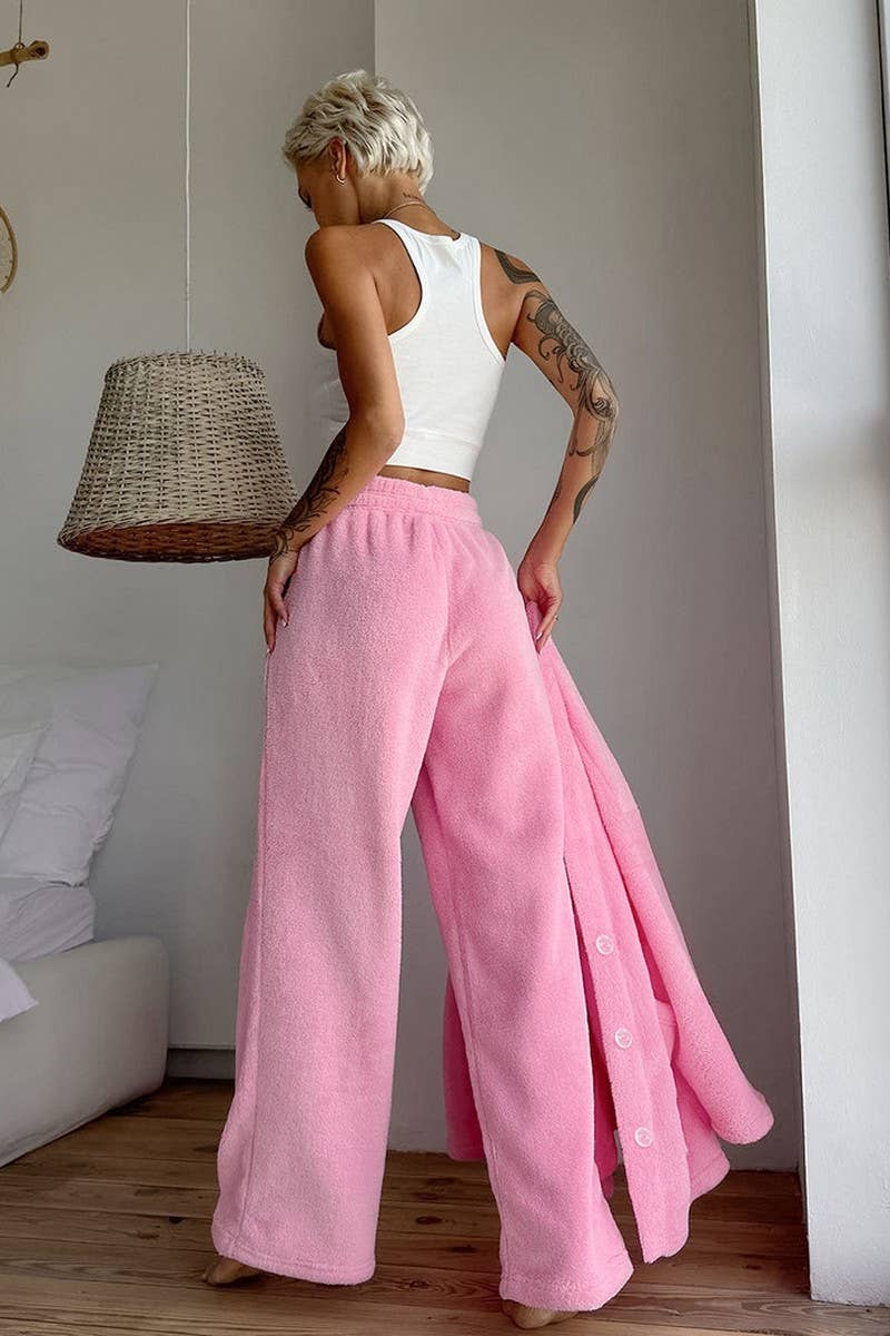 CWSPJ0409_KNITTED VELVET LONG SLEEVE LONG PANTS PAJAMA SET