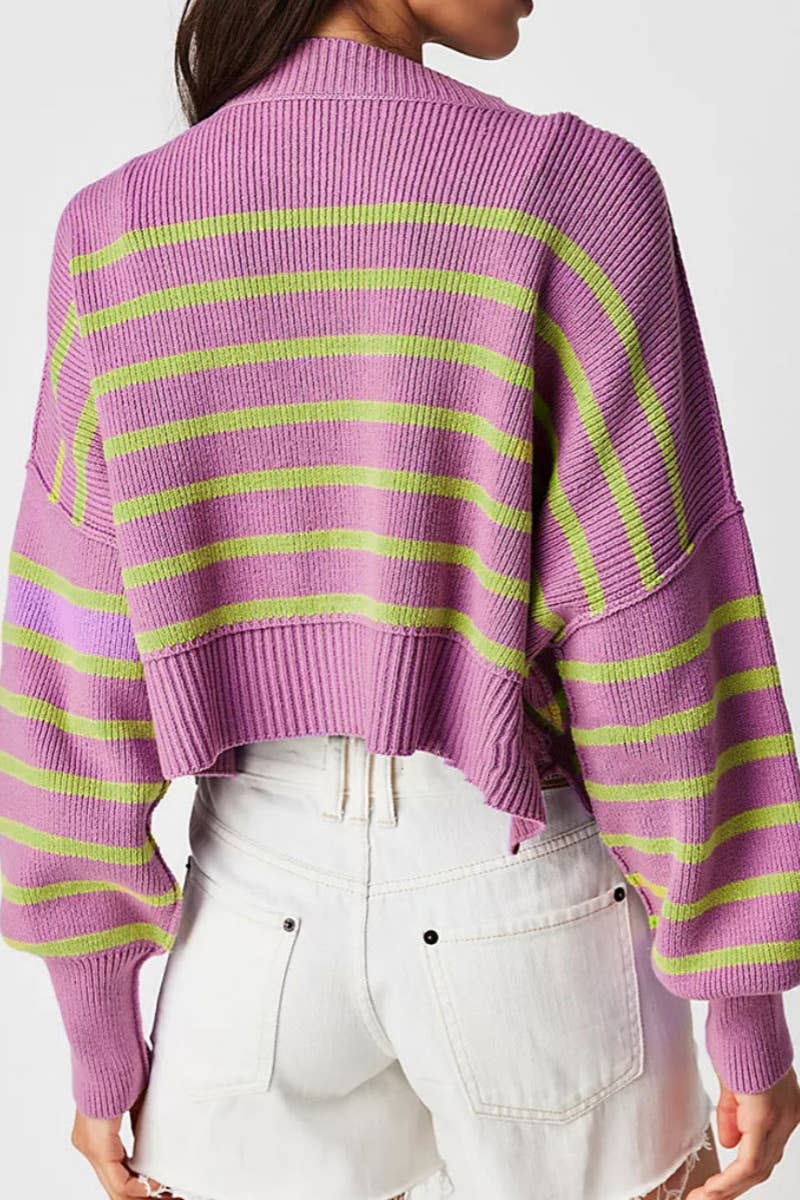 CWOSWL6722_FASHION CREW-NECK LONG-SLEEVED LOOSE SWEATER