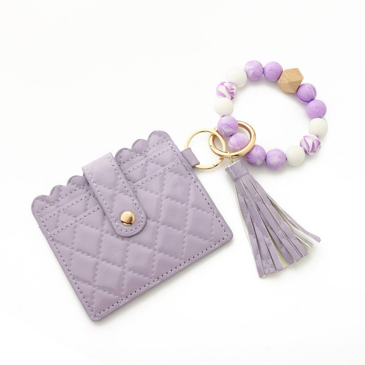 SILICONE BEAD TASSEL BRACELET KEYCHAIN CARD BAG
