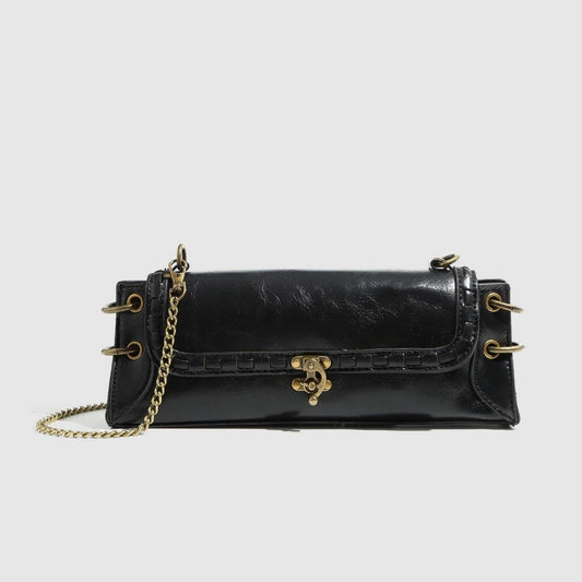 Bronze Lock Chain Shoulder & Clutch Bag_CWAB5710