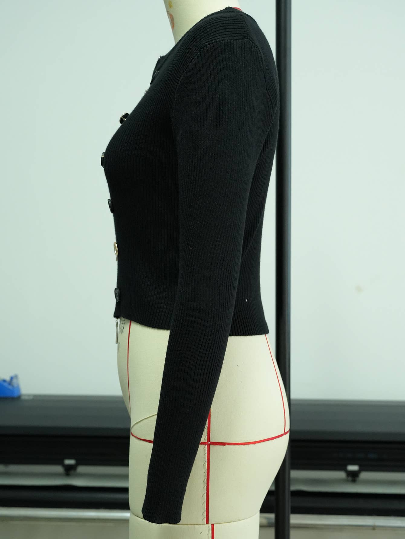 DOUBLE ZIPPER HEAD SHOULDER PAD KNIT CARDIGAN