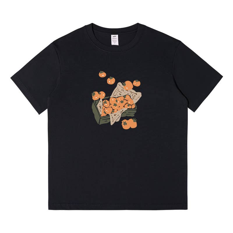 CWTTS0959_TOMATO PRINT CASUAL LOOSE SHORT SLEEVE T SHIRT