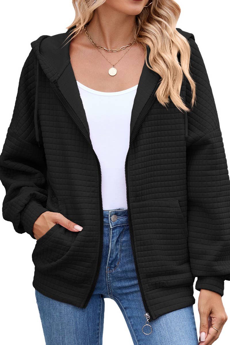 CWOHOL00660_SOLID COLOR ZIP-UP HOODED SWEATSHIRT JACKET