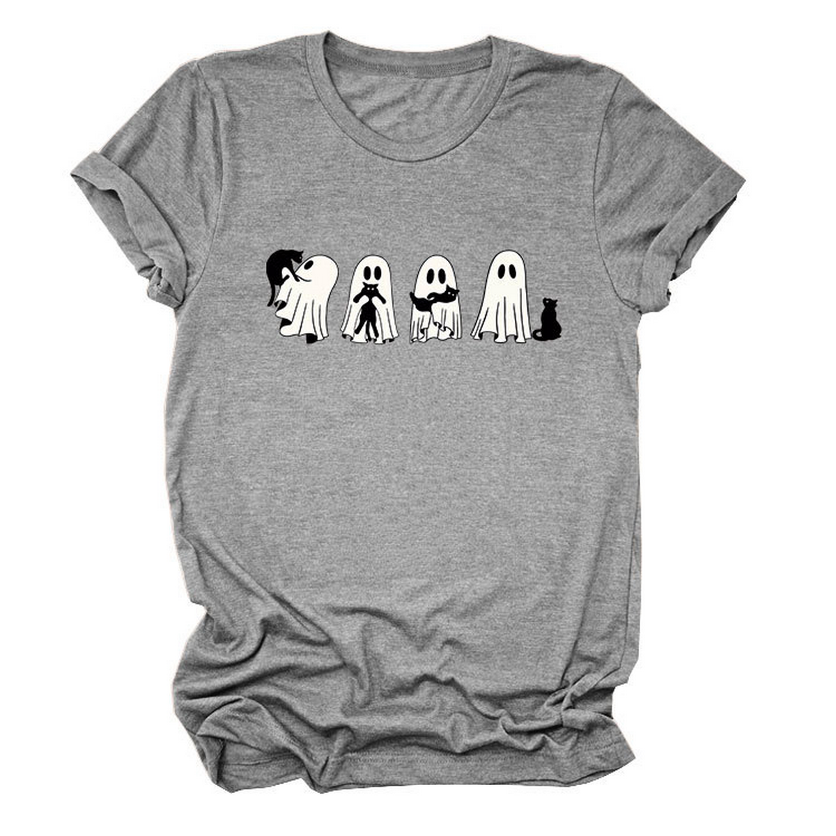 Ghost and Black Cat Tee ? Plus Size Casual Top