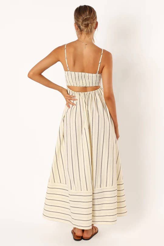 Backless swing Striped sleeveless halter dress
