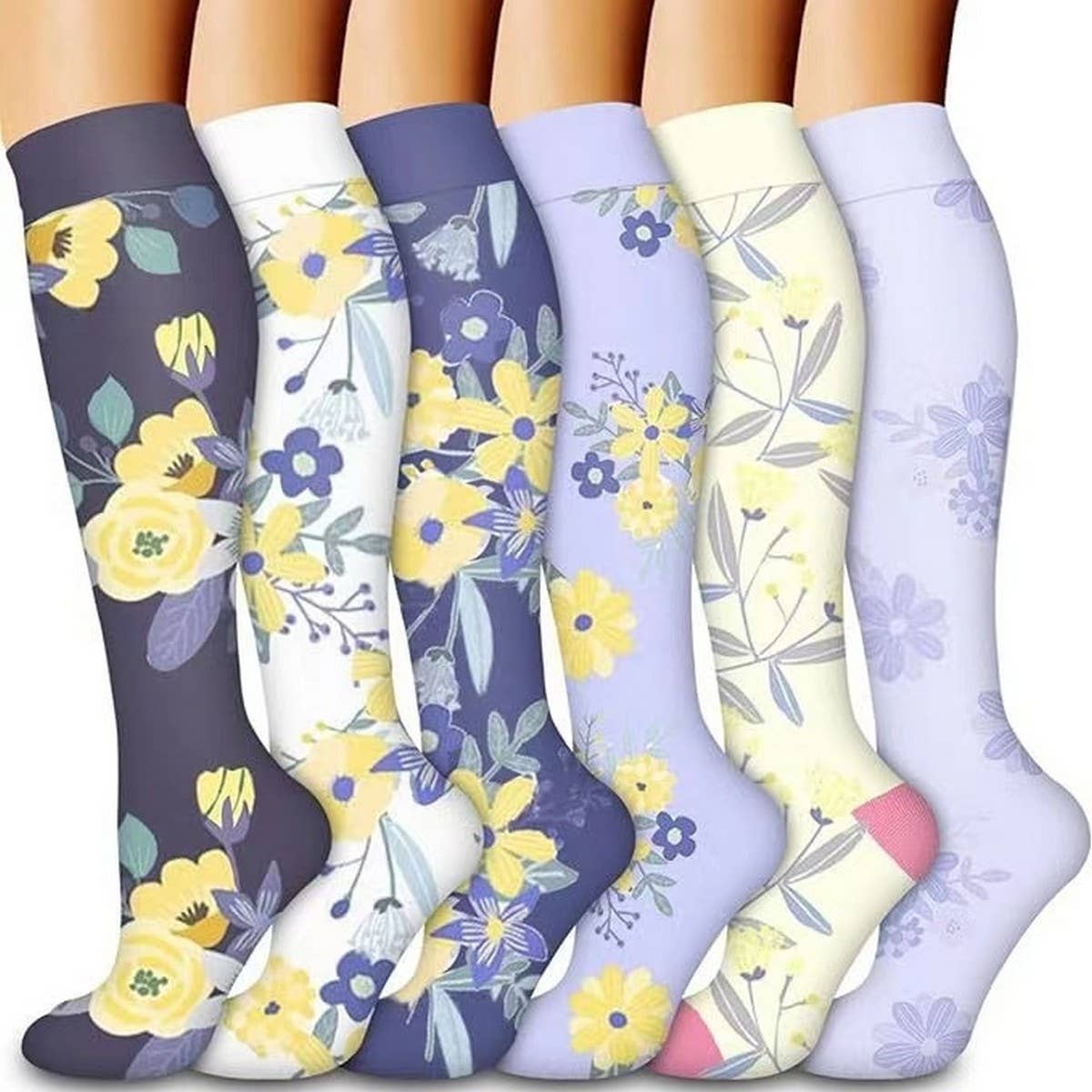 PATTERNED SPORTS LONG COMPRESSION SOCKS SET_CWMS1878