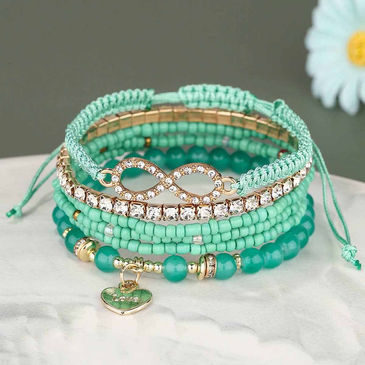 COLORFUL MULTI-LAYER ELASTIC RICE BEAD BRACELET